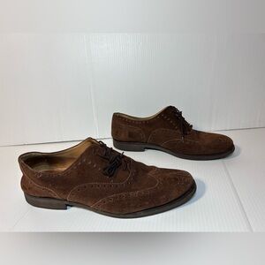 Shipton & Heneage brown suede wingtip oxford dress shoe men size 9 1/2
